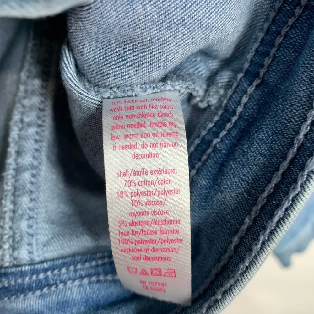 Justice Sherpa Collar Jean Jacket Sz 12